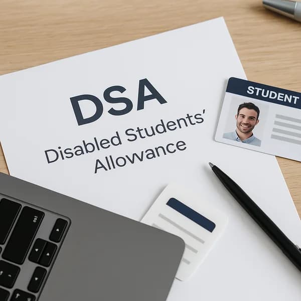 Student using assistive technology with DSA support, representing successful navigation of the application process