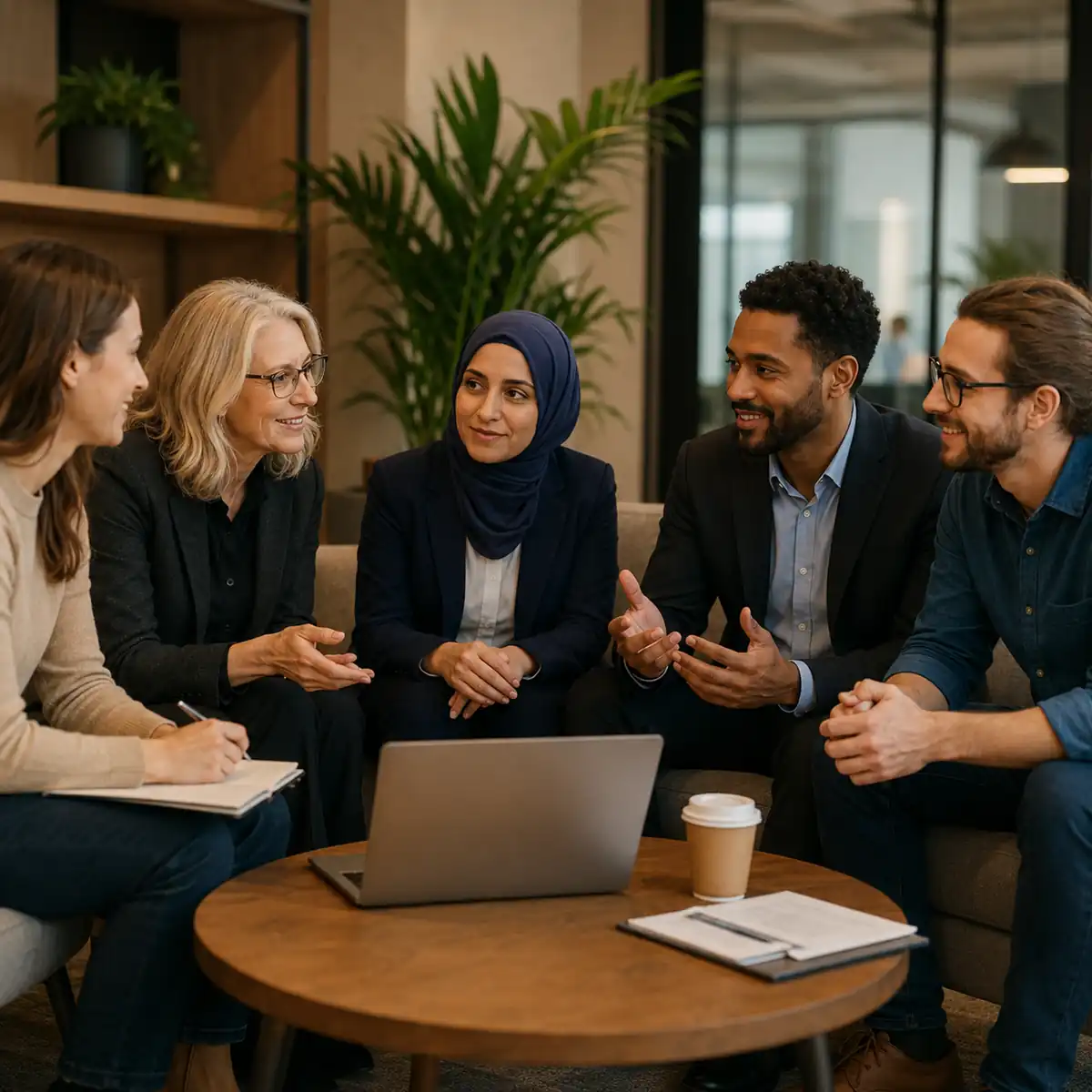 Employee Resource Group members discussing workplace inclusion