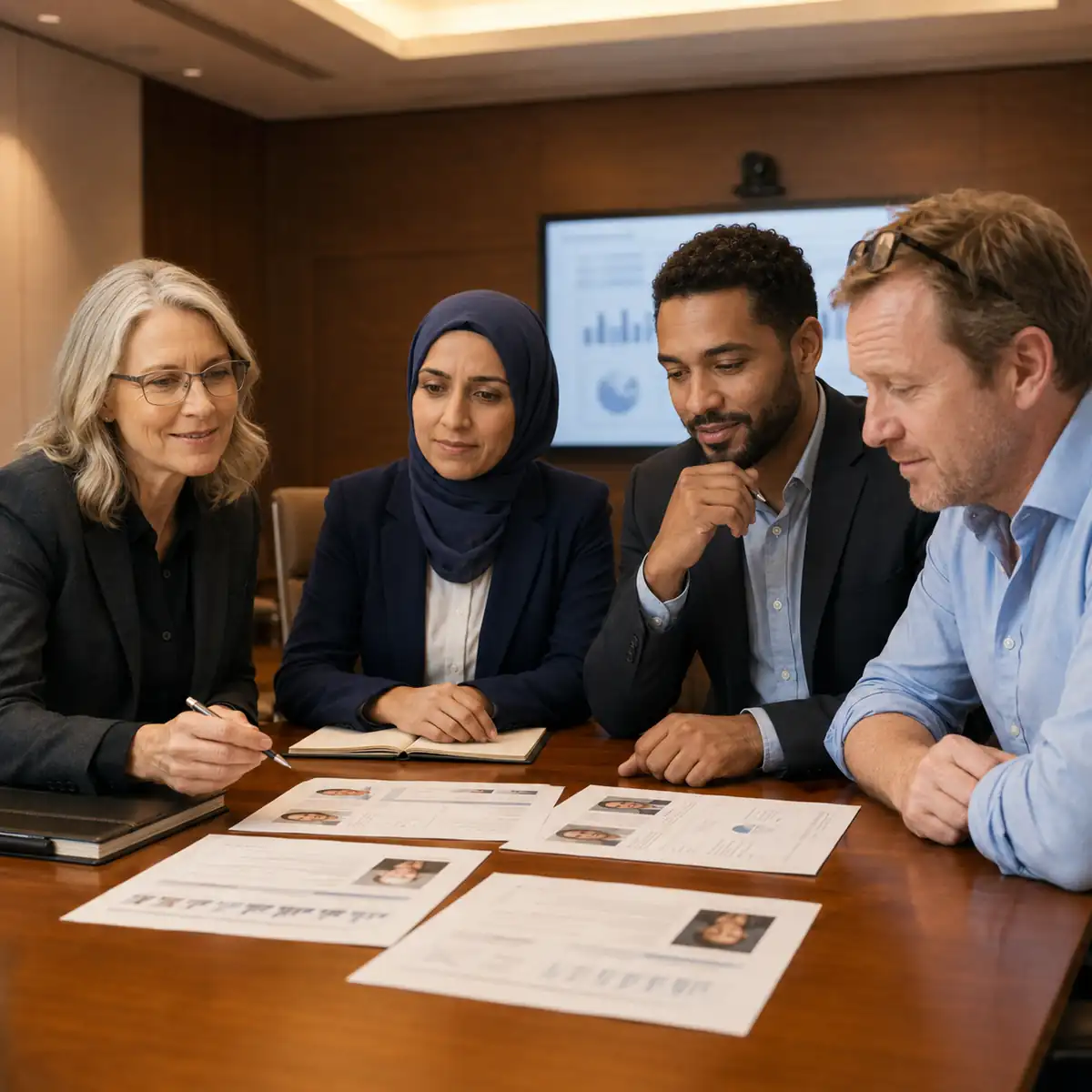Executive team discuss inclusive workplace recruitment practices