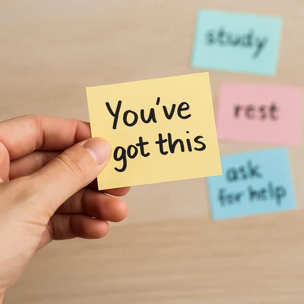 Supportive student-focused message encouraging learners that they can access the help they need